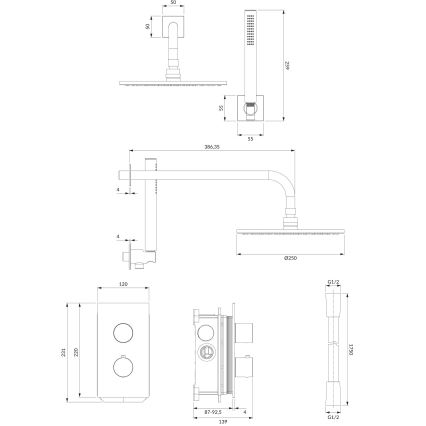OMNIRES SYSCT11CR - Shower set with thermostatic concealed tap CONTOUR shiny chrome