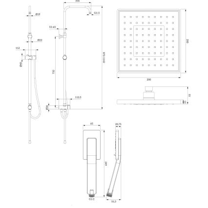 OMNIRES SYSJIMJIMBL - Shower set JIMJIM matte black