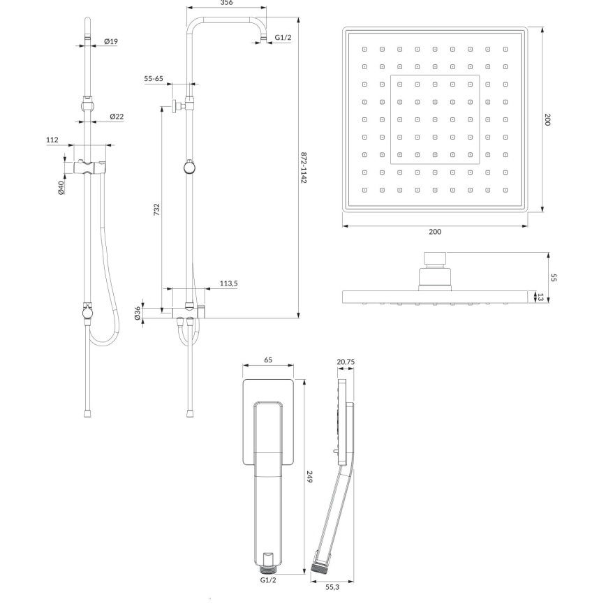 OMNIRES SYSJIMJIMBL - Shower set JIMJIM matte black