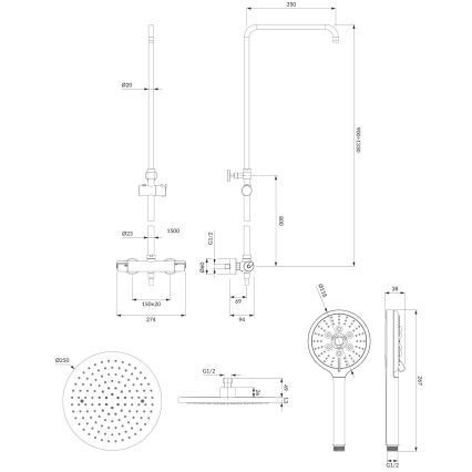 OMNIRES SYSY10/N/6CR - Shower set with thermostatic tap Y shiny chrome