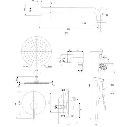OMNIRES SYSY17CR - Shower set with concealed tap Y shiny chrome