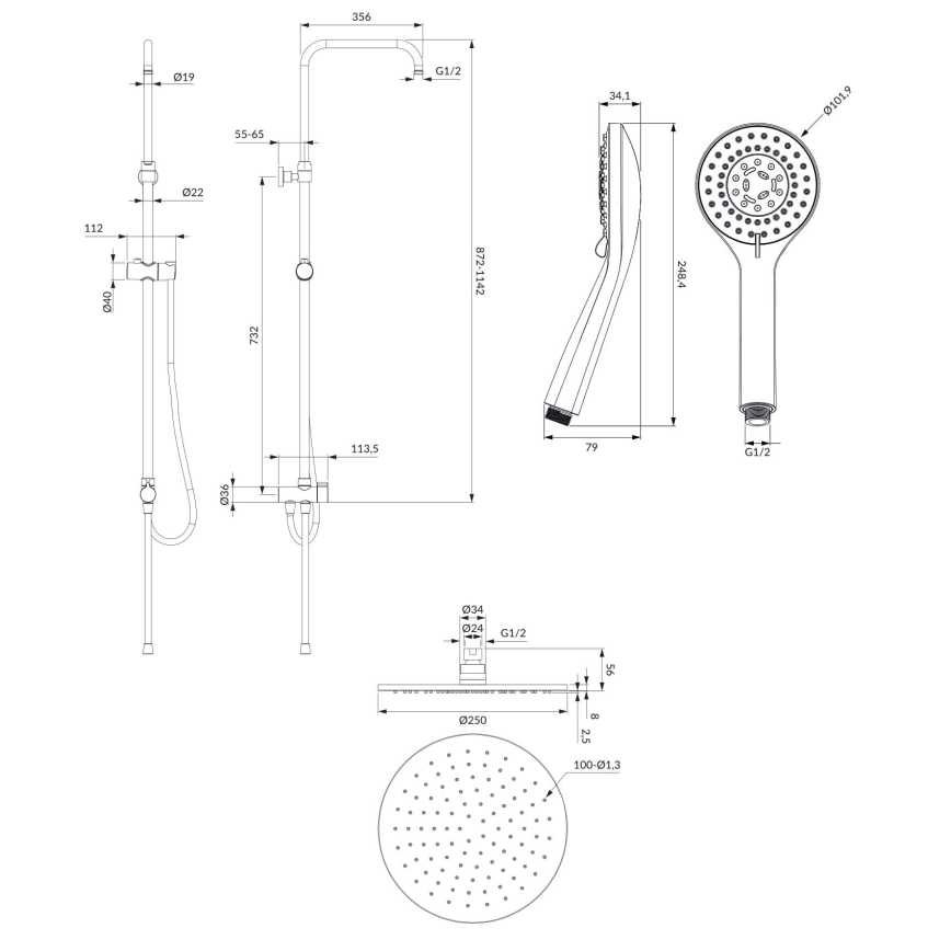 OMNIRES SYSYOSEMITELUXCR - Shower set YOSEMITE shiny chrome