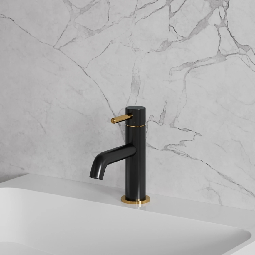 OMNIRES Y1210NBLGL - Y Basin Mixer 16.2 cm, Semi-Matte Black/Polished Gold