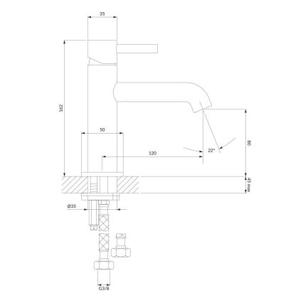 OMNIRES Y1210NCP - Y washbasin mixer 16.2 cm, polished copper