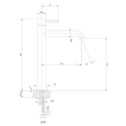 OMNIRES Y1212BLGL - Basin tap Y 30,8 cm semi-matte black/shiny golden