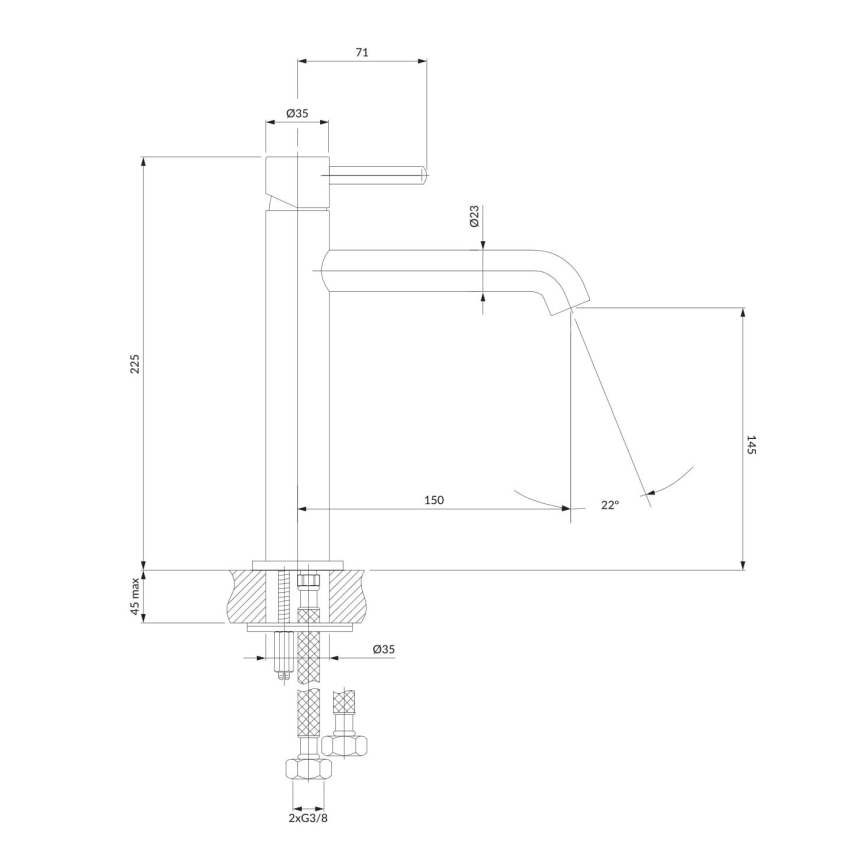 OMNIRES Y1212CCR - Basin tap Y 22,5 cm shiny chrome