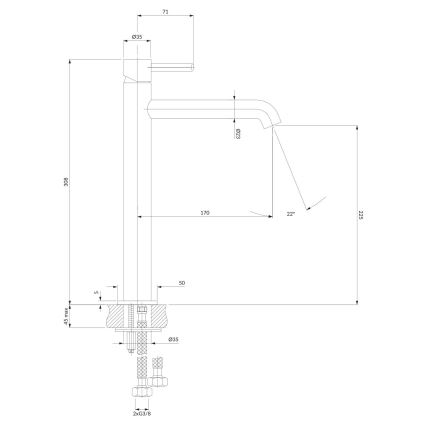 OMNIRES Y1212GLB - Basin tap Y 30,8 cm ground gold