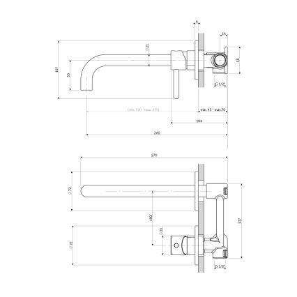 OMNIRES Y1215HLBL - Basin tap for concealed installation Y semi-matte black