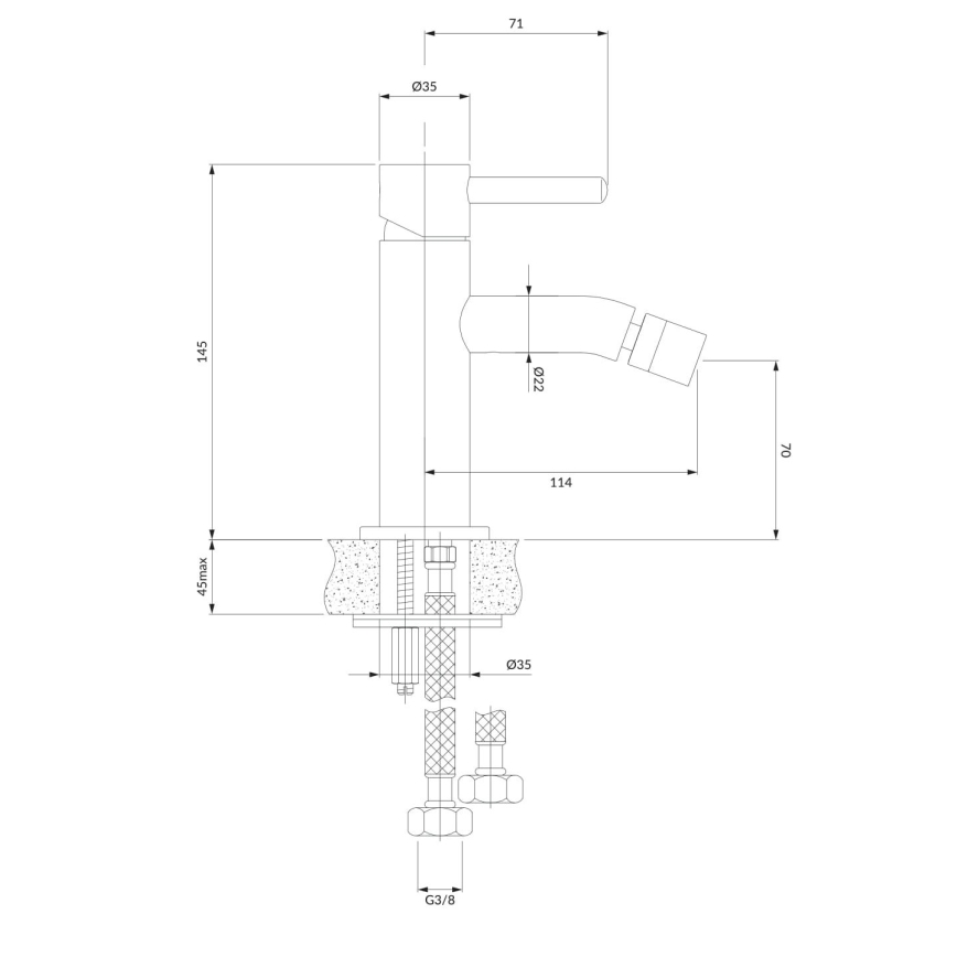 OMNIRES Y1220GLB - Bidet tap Y 14,5 cm ground gold
