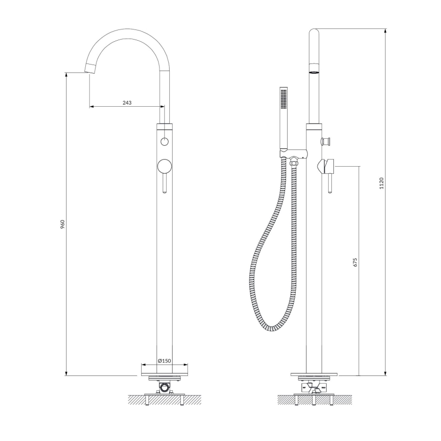OMNIRES Y1233CR - Freestanding bath set with tap Y shiny chrome