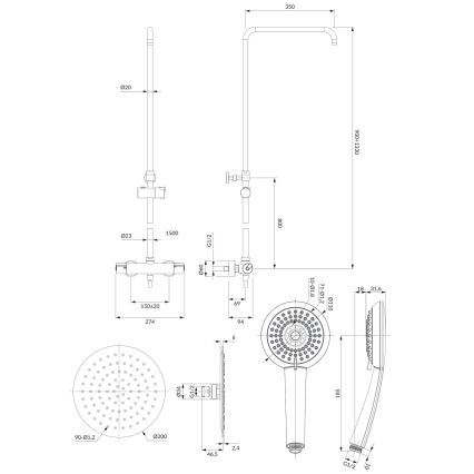 OMNIRES Y1244X/6CR - Shower set with thermostatic tap Y shiny chrome