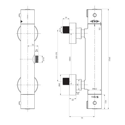 OMNIRES Y1246XCR - Thermostatic shower tap Y shiny chrome