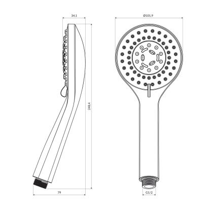 OMNIRES YOSEMITE-RCR - Handheld shower YOSEMITE shiny chrome