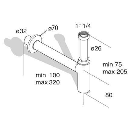Omp tea - MINITOTI DN32 Matte Black Washbasin Trap