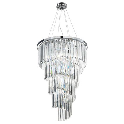 Ondaluce - Crystal chandelier suspended on cable ALEXANDER 10×E14, 10 W, 230 V, Ø 50 cm, polished chrome