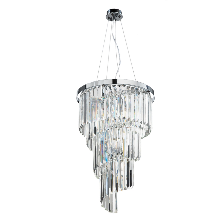 Ondaluce - ALEXANDER Cable-Suspended Crystal Chandelier 7xE14/10W/230V Ø 40 cm Glossy Chrome/Clear