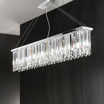 Ondaluce - BATIDA Crystal Chandelier Suspended on Cable 8xE14/10W/230V Polished Chrome/Clear