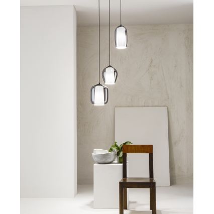 Ondaluce - BONNIE Cable Pendant Lamp 1x E27/15W/230V, Ø 15.5 cm, Black/Smoked Black
