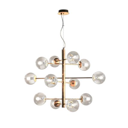 Ondaluce - Cable chandelier ELISEO 12xE14/10W/230V gold/smoky beige