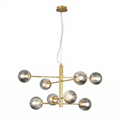 Ondaluce - Cable-hung chandelier ELISEO 8xE14/10W/230V gold/smoky beige
