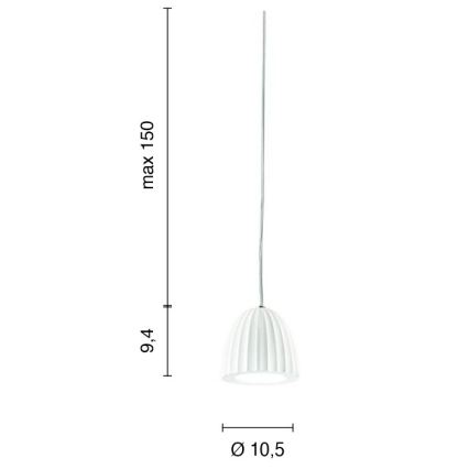 Ondaluce - Cable-hung pendant CONCRETE 1xGU10/7,5W/230V pr. 10,5 cm concrete white