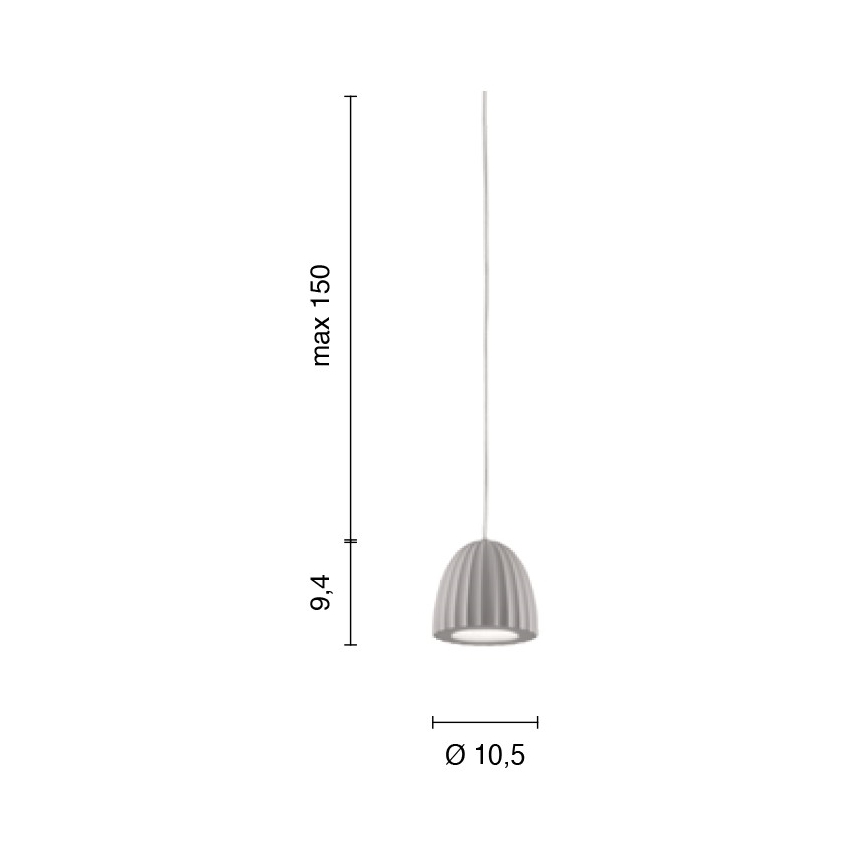 Ondaluce - Cable-hung pendant CONCRETE 1xGU10/7.5W/230V Ø 10.5 cm concrete/gray
