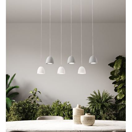 Ondaluce - Cable-hung pendant CONCRETE 1xGU10/7.5W/230V Ø 10.5 cm concrete/white