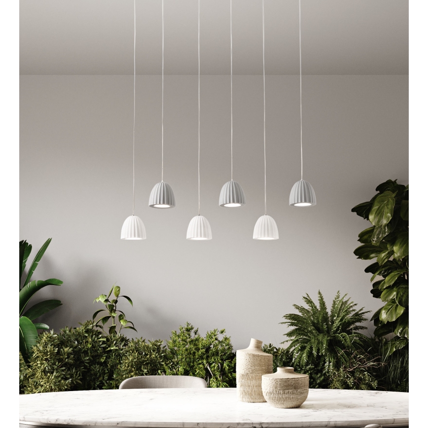 Ondaluce - Cable-hung pendant CONCRETE 1xGU10/7.5W/230V Ø 10.5 cm concrete/white