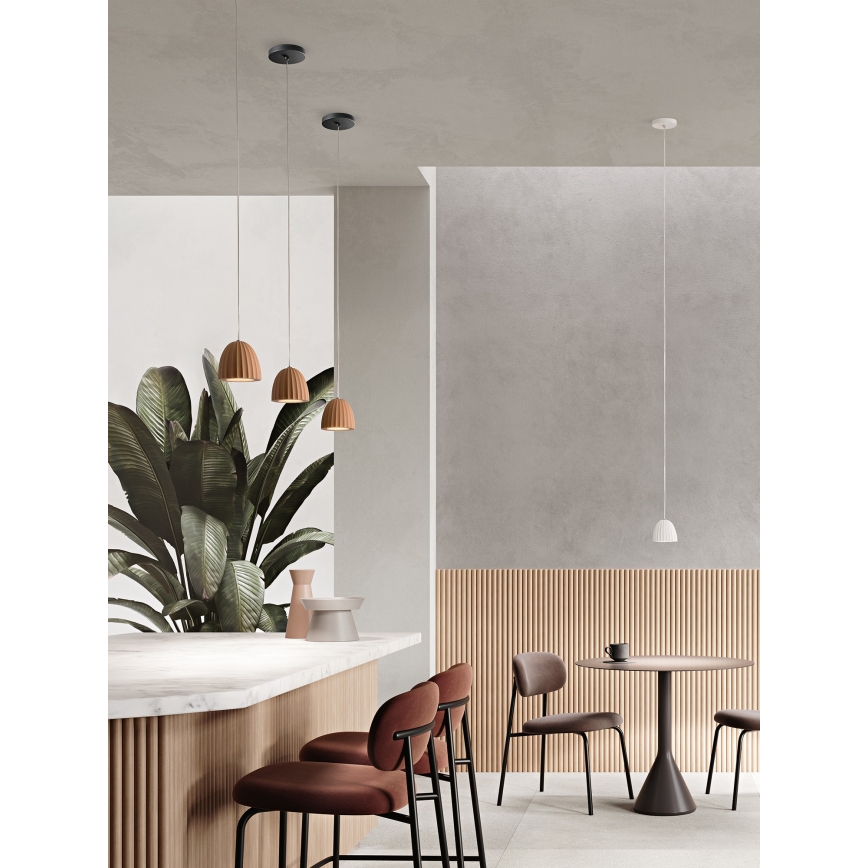 Ondaluce - Cable-hung pendant CONCRETE 1xGU10/7.5W/230V Ø 10.5 cm concrete/white