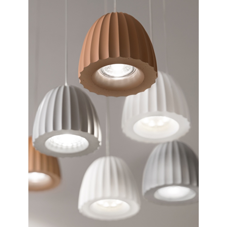 Ondaluce - Cable-hung pendant CONCRETE 1xGU10/7.5W/230V Ø 10.5 cm concrete/white