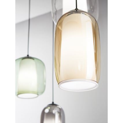 Ondaluce - Cable pendant lamp BONNIE 1xE27/15W/230V Ø 15.5 cm black/smoky beige