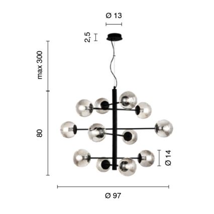 Ondaluce - Cable-Suspended Chandelier ELISEO 12xE14/10W/230V Ø 97 cm Gold / Smoky Beige