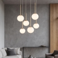 Ondaluce - Cable-suspended chandelier JEWEL 6xE14/10W/230V Ø 55 cm gold/white