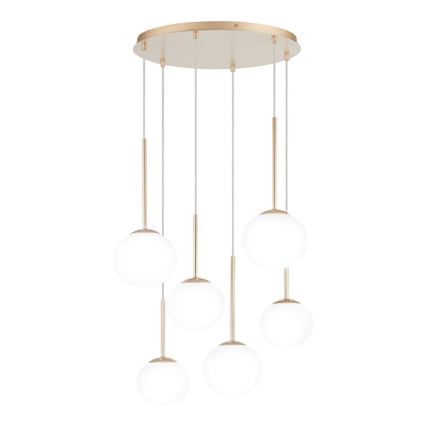 Ondaluce - Cable-suspended chandelier JEWEL 6xE14/10W/230V Ø 55 cm gold/white