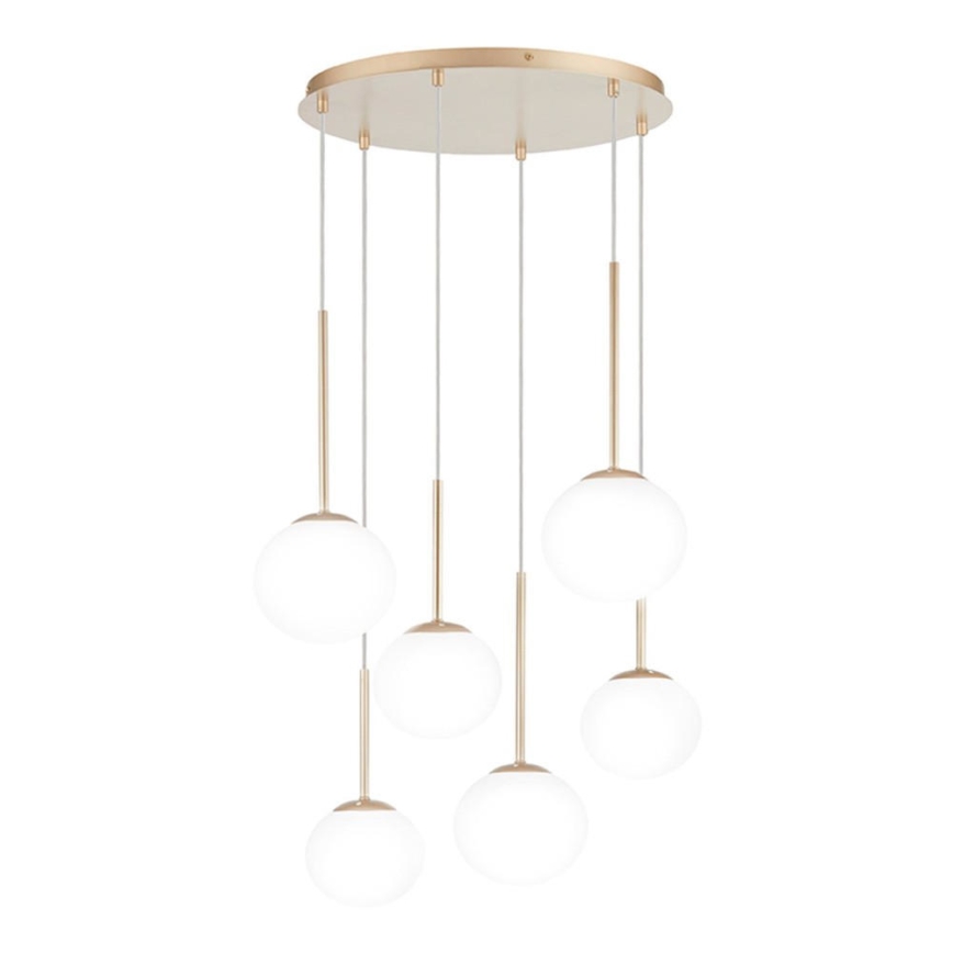 Ondaluce - Cable-suspended chandelier JEWEL 6xE14/10W/230V Ø 55 cm gold/white