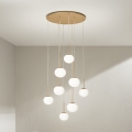 Ondaluce - Cable-suspended chandelier JEWEL 8xE14/10W/230V Ø 70 cm Gold/White