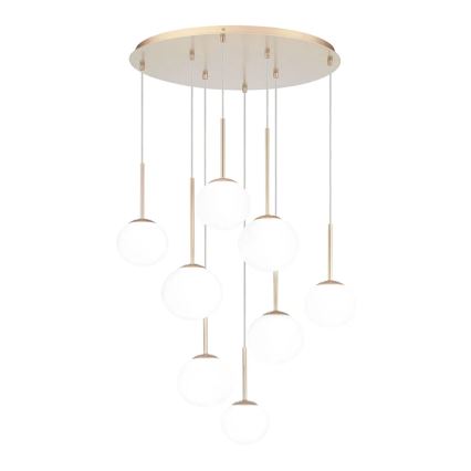 Ondaluce - Cable-suspended chandelier JEWEL 8xE14/10W/230V Ø 70 cm Gold/White