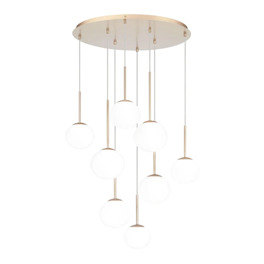 Ondaluce - Cable-suspended chandelier JEWEL 8xE14/10W/230V Ø 70 cm Gold/White