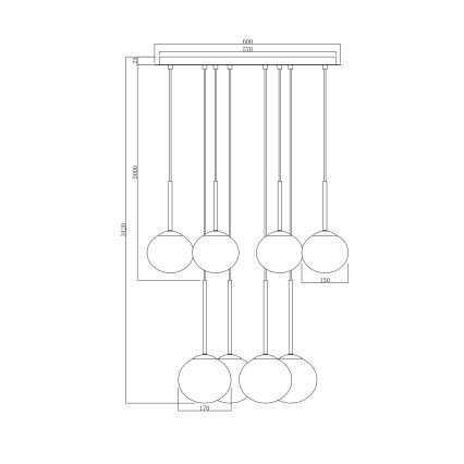 Ondaluce - Cable-suspended chandelier JEWEL 8xE14/10W/230V Ø 70 cm Gold/White