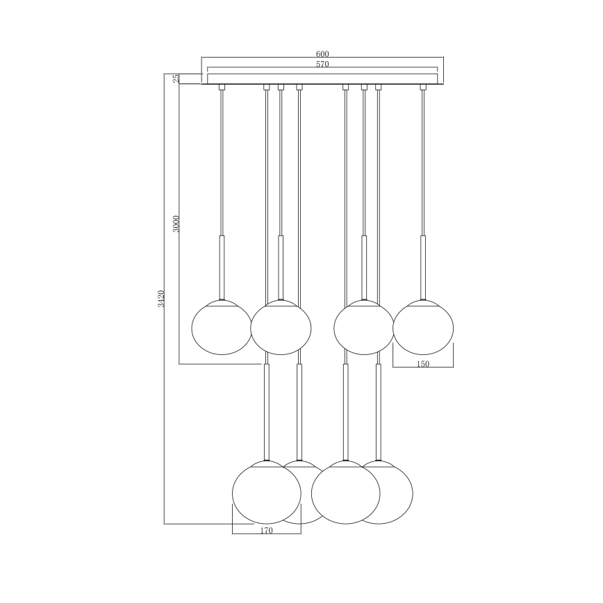 Ondaluce - Cable-suspended chandelier JEWEL 8xE14/10W/230V Ø 70 cm Gold/White