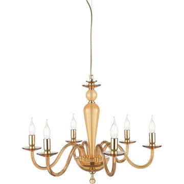 Ondaluce - Cable-suspended chandelier PAGANINI 6xE14/10W/230V Ø 70 cm gold/smoky beige