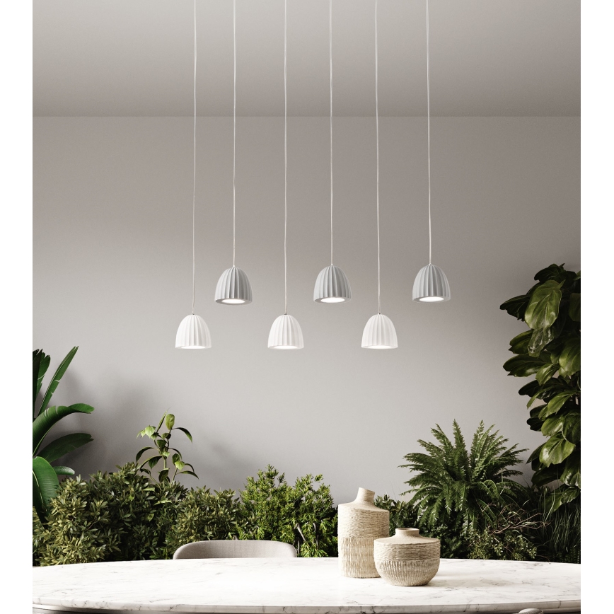 Ondaluce - Cable-suspended pendant light CONCRETE 1xGU10/7.5W/230V Ø 10.5 cm concrete grey