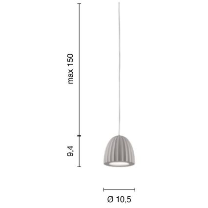 Ondaluce - Cable-suspended pendant light CONCRETE 1xGU10/7.5W/230V Ø 10.5 cm concrete grey