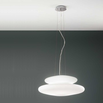 Ondaluce - Cable-suspended pendant PAGODA 3xE27/15W/230V + 2xE27/15W Ø 50 cm white