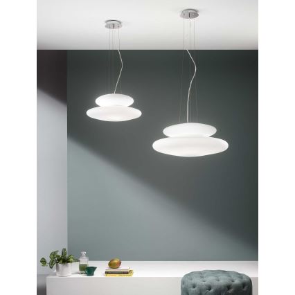 Ondaluce - Cable-suspended pendant PAGODA 3xE27/15W/230V + 2xE27/15W Ø 50 cm white