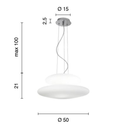 Ondaluce - Cable-suspended pendant PAGODA 3xE27/15W/230V + 2xE27/15W Ø 50 cm white