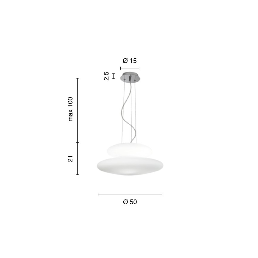 Ondaluce - Cable-suspended pendant PAGODA 3xE27/15W/230V + 2xE27/15W Ø 50 cm white