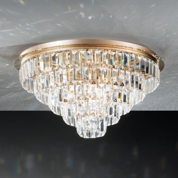Ondaluce - CASTLE Crystal Ceiling Light 12xG9/7W/230V Ø 60 cm Gold
