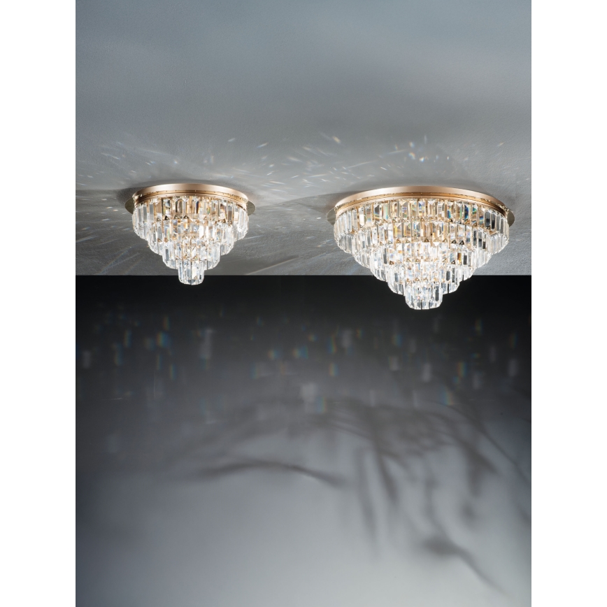 Ondaluce - CASTLE Crystal Ceiling Light 12xG9/7W/230V Ø 60 cm Gold