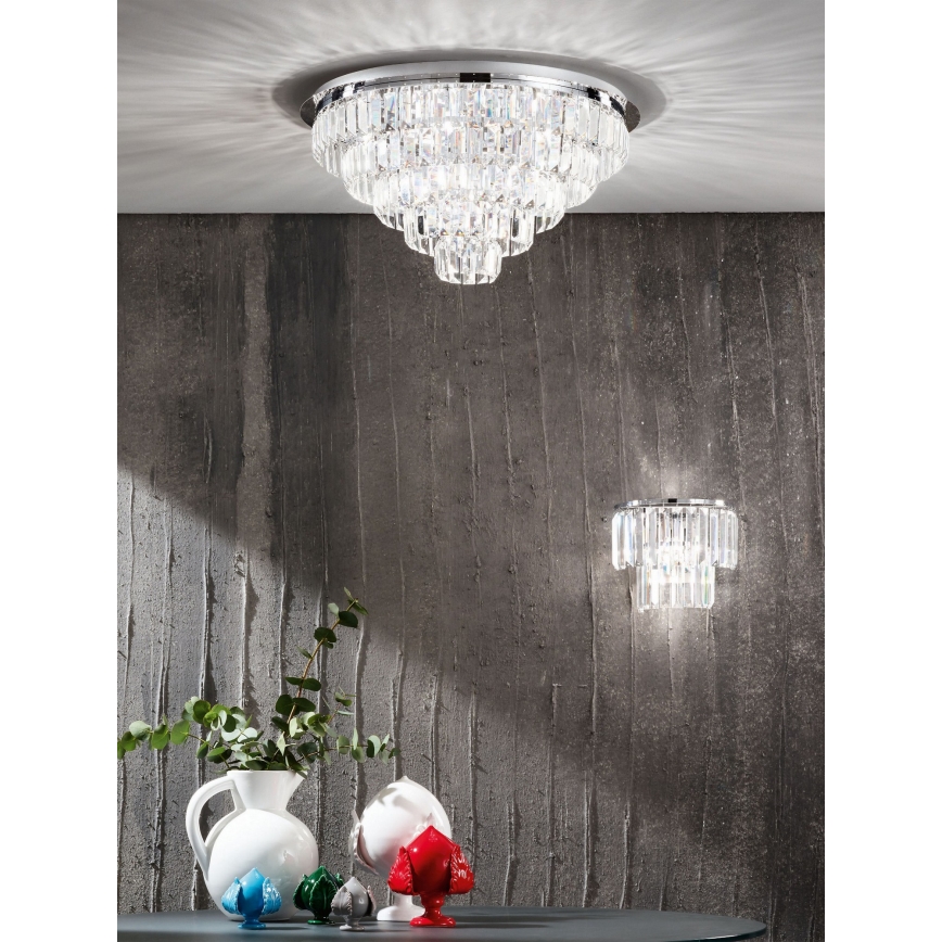 Ondaluce - CASTLE Crystal Ceiling Light 12x G9/7W/230V, Ø 60 cm, Polished Chrome